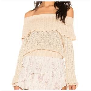 Free People Crazy In Love Linen Blend Ruffle Sweater